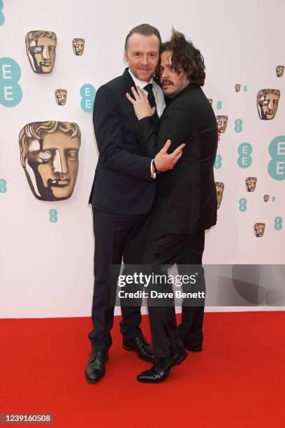 Simon Pegg and Edgar Wright attend the EE British Academy Film Awards 2022 at Royal Albert Hall on March 13, 2022 in London, England.
