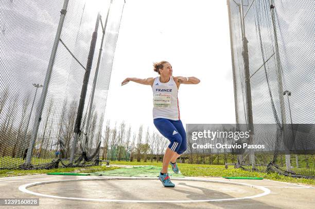 Mélina Robert-Michon of France competes at the senior women's discus competition during the European Throwing Cup on March 12, 2022 in Leiria,...