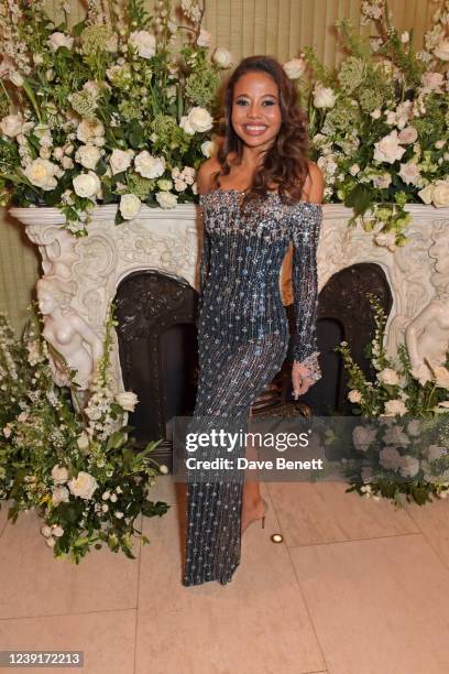 Emma Weymouth, Marchioness of Bath, attends the British Vogue and Tiffany & Co. Fashion and Film Party 2022 at Annabel's on March 13, 2022 in London,...