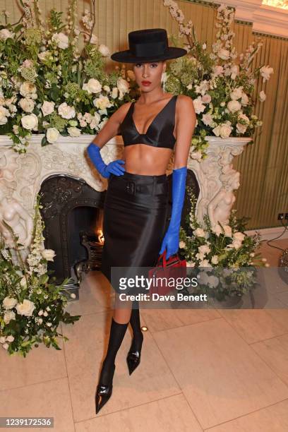 Cindy Bruna attends the British Vogue and Tiffany & Co. Fashion and Film Party 2022 at Annabel's on March 13, 2022 in London, England.