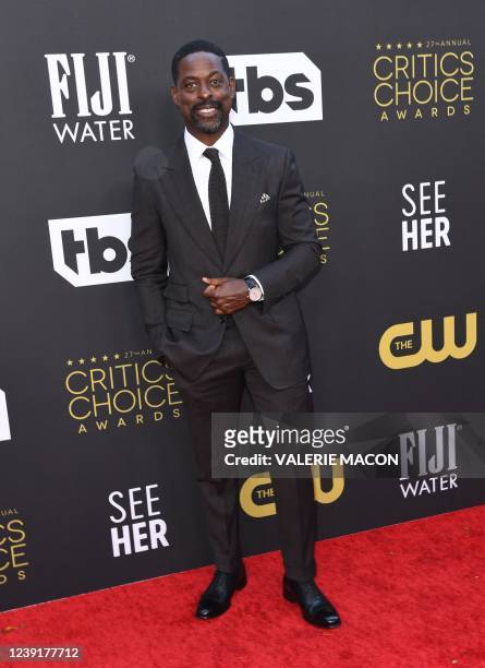 Actor Sterling K. Brown arrives for the 27th Annual Critics Choice Awards at the Fairmont Century Plaza hotel in Los Angeles, March 13, 2022.