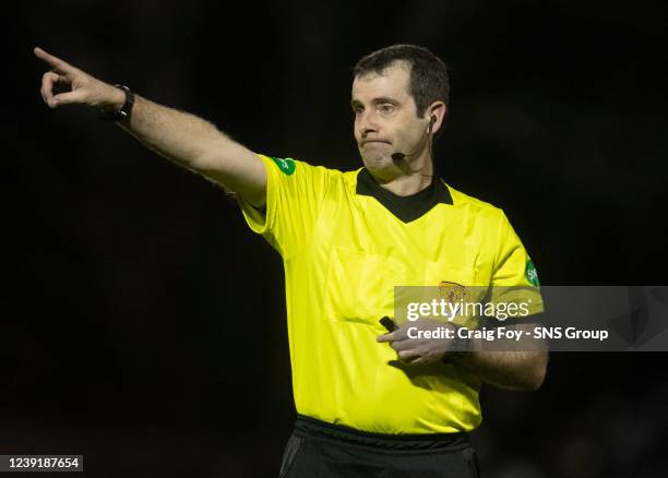 Referee Alan Muir during a cinch Championship match between Ayr United and Kilmarnock at Somerset Park, on March 11 in Ayr, Scotland.