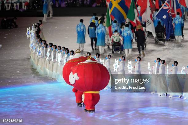 Performers during the Closing Ceremony on day nine of the 2022 Beijing Winter Paralympics at Beijing National Stadium on March 13, 2022 in Beijing,...