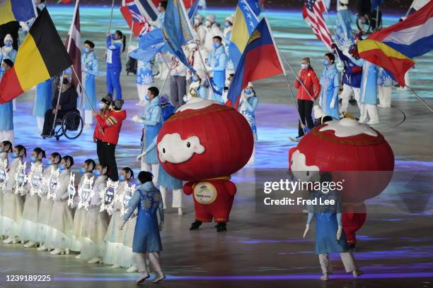 Performers are seen during the Closing Ceremony on day nine of the 2022 Beijing Winter Paralympics at Beijing National Stadium on March 13, 2022 in...