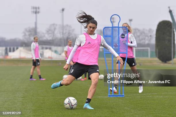 Agnese Bonfantini during a Juventus Women Training Session at Juventus Center Vinovo on March 14, 2022 in Vinovo, Italy.