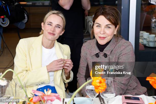 Annie Hoffmann and Karen Heumann during the female role model lunch by Barbie on March 14, 2022 in Berlin, Germany.