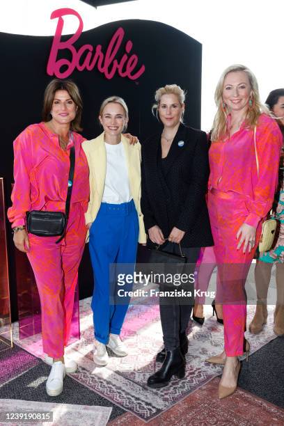 Stephanie Dettmann, Annie Hoffmann, Anika Dauer and Ilka Peemoeller during the female role model lunch by Barbie on March 14, 2022 in Berlin, Germany.