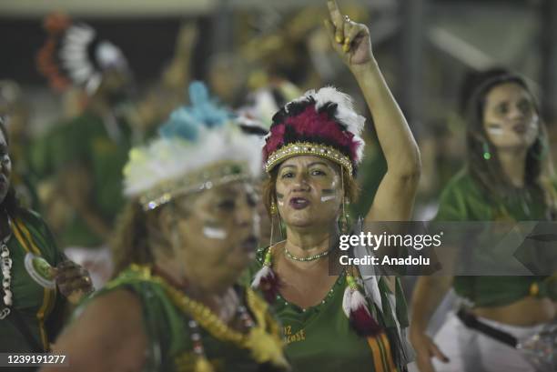 Dancers perform during a rehearsal as Imperatriz Leopoldinense samba school, opened the technical rehearsals of the Special Group on Sunday night in...