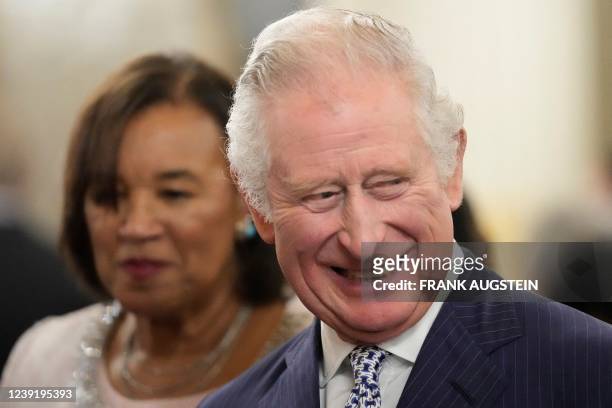 Britain's Prince Charles, Prince of Wales arrives as a guest of the Commonwealth Secretary-General, Patricia Scotland, during the Commonwealth Day...