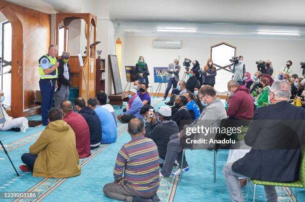 Mosque shooting survivor Temel Atacocugu arrives at Masjid An-Nur on March 15, 2022 in Christchurch, New Zealand. Mosque shooting survivor Temel...