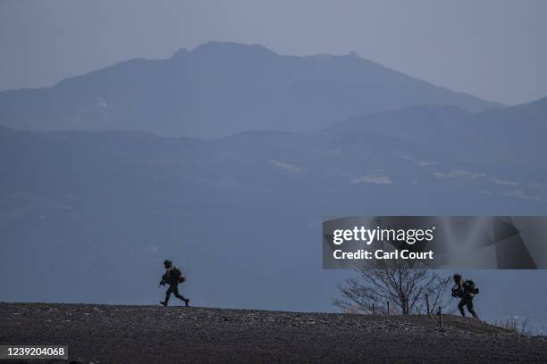 Japan Ground Self-Defense Force soldiers from the 1st Amphibious Rapid Deployment Brigade take part in a training exercise with the United States...