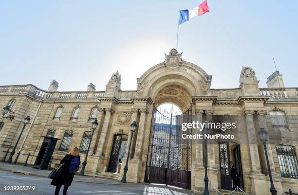 The first laureates of the Marianne Initiative for Human Rights Defenders arrive for a ceremony as part of International Women's Day, at the Elysee...