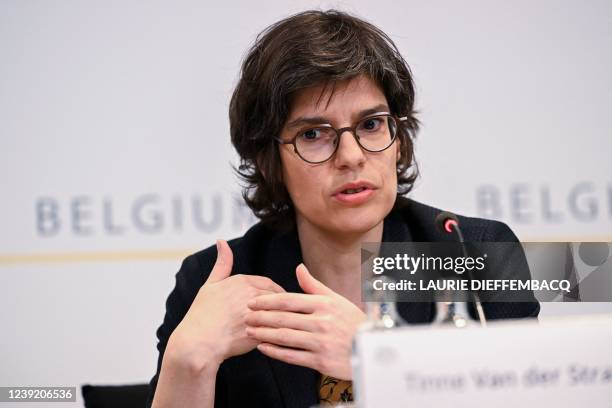 Energy minister Tinne Van der Straeten pictured during a press conference of the Federal Government regarding the measures taken to reduce the energy...