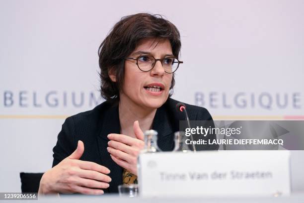 Energy minister Tinne Van der Straeten pictured during a press conference of the Federal Government regarding the measures taken to reduce the energy...