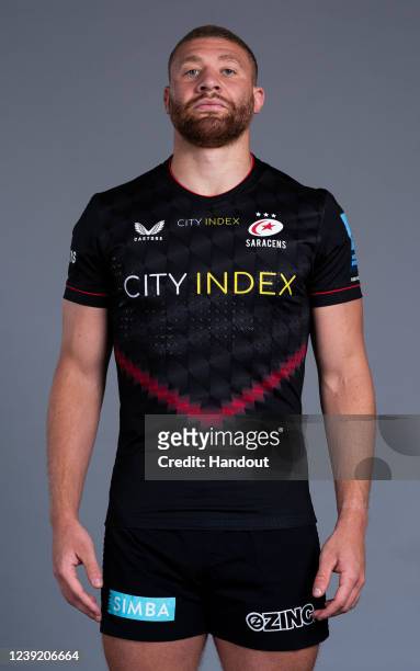 In this handout supplied by Saracens, Nick Isiekwe of Saracens poses during the media day at the StoneX Stadium on March 8,2022 in London, England.
