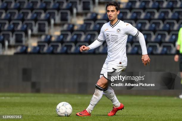 Yan Dhanda of Swansea City controls the ball during the Professional Development League match between Swansea City and Queens Park Rangers at the...