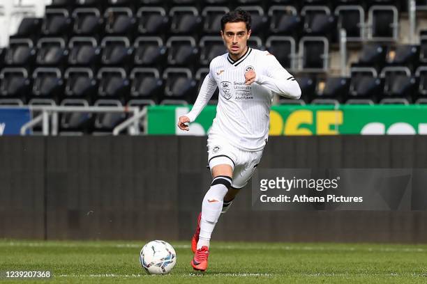 Yan Dhanda of Swansea City during the Professional Development League match between Swansea City and Queens Park Rangers at the Swansea.com Stadium...