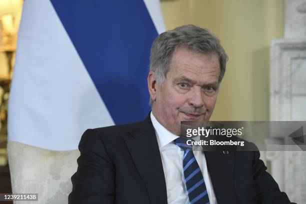 Sauli Niinisto, Finland's president, during his bilateral meeting with Boris Johnson, U.K. Prime minister, at number 10 Downing Street in London,...