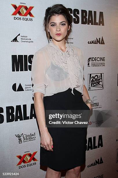 Actress Irene Azuela attends the "Miss Bala" Mexico City premiere at Teatro de La Ciudad on September 5, 2011 in Mexico City, Mexico.