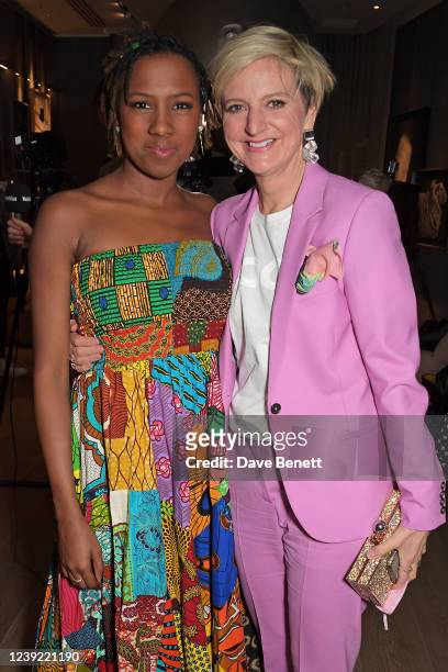 Jade Anouka and Marianne Elliott attend the press night after party for "Cock" at The Londoner Hotel on March 15, 2022 in London, England.
