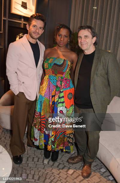 Cast members Jonathan Bailey, Jade Anouka and Phil Daniels attend the press night after party for "Cock" at The Londoner Hotel on March 15, 2022 in...
