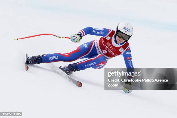 Romane Miradoli of Team France competes during the Audi FIS Alpine Ski World Cup Women's Downhill on March 16, 2022 in Courchevel, France.