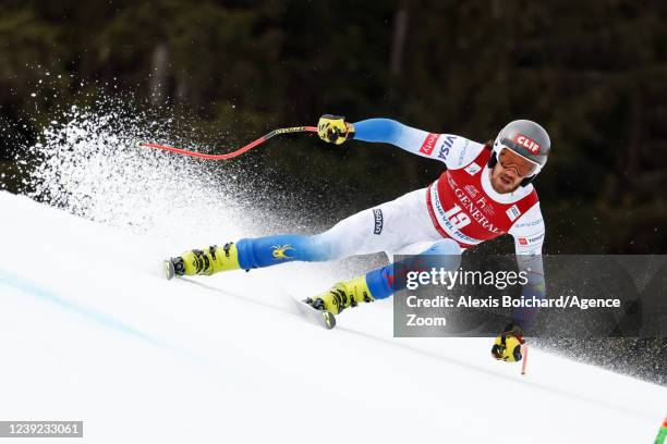 Bryce Bennett of Team United States competes during the Audi FIS Alpine Ski World Cup Men's Downhill on March 16, 2022 in Courchevel, France.