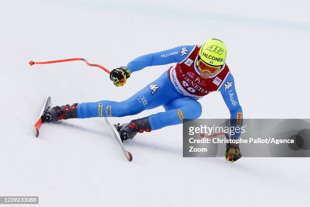 Christof Innerhofer of Team Italy competes during the Audi FIS Alpine Ski World Cup Men's Downhill on March 16, 2022 in Courchevel, France.