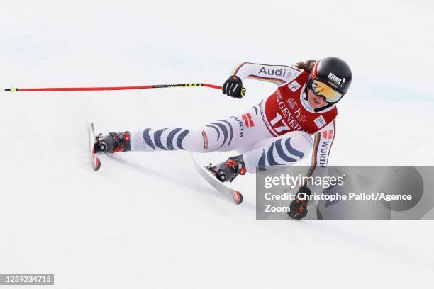 Kira Weidle of Team Germany competes during the Audi FIS Alpine Ski World Cup Women's Downhill on March 16, 2022 in Courchevel, France.