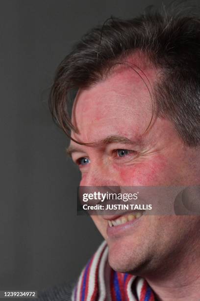 Richard Ratcliffe, husband of Nazanin Zaghari-Ratcliffe, a British-Iranian held in Iran since 2016, holds a press briefing outside his house in...