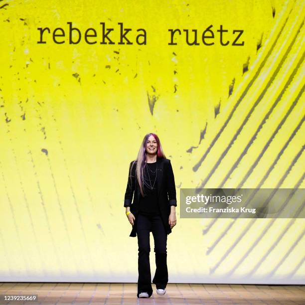 Designer Rebekka Ruetz at the Rebekka Ruetz fashion show during the Mercedes-Benz Fashion Week Berlin at Kraftwerk Mitte on March 16, 2022 in Berlin,...