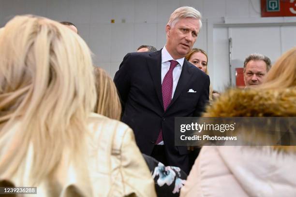 King Philippe visits the registration centre for Ukrainian refugees that has been set up by FEDASIL in Palace 8 of Brussels Expo. The King first...