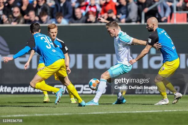 Merlin Roehl of FC Ingolstadt 04, Christian Gebauer of FC Ingolstadt 04, Marius Buelter of FC Schalke 04 and Nico Antonitsch of FC Ingolstadt 04...