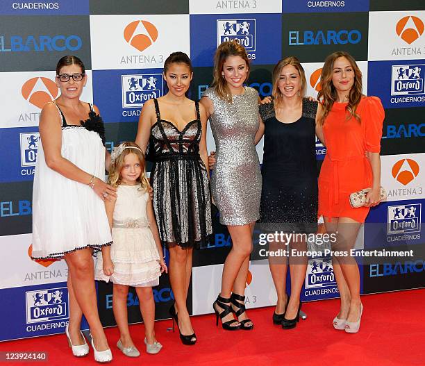 Neus Sanz, Patricia Arbues, Giselle Calderon, Blanca Suarez, Marina Salas and Irene Montala attend 'El Barco' premiere at Capitol Cinema on September...