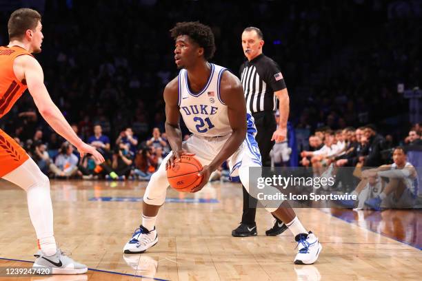 Duke Blue Devils forward AJ Griffin during the first half of the ACC Tournament final college basketball game between the Duke Blue Devils and the...