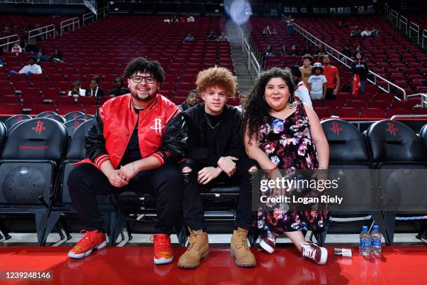 Actor, Rico Rodriguez and sister, Actress Raini Rodriguez pose for a photo before the game between the Phoenix Suns and against the Houston Rockets...
