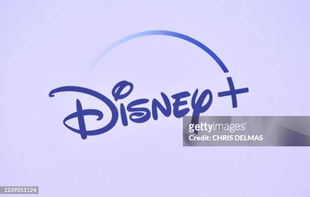 The Disney+ logo is seen on the backdrop for the "Cheaper by the Dozen" Disney premiere at the El Capitan theatre in Hollywood, California, March 16,...