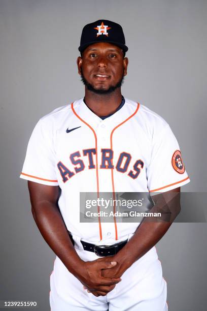 Ronel Blanco of the Houston Astros poses for a photo during the Houston Astros Photo Day at The Ballpark of the Palm Beaches complex on Wednesday,...