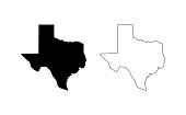 Texas state silhouette, line style. America illustration, American vector outline isolated on white background