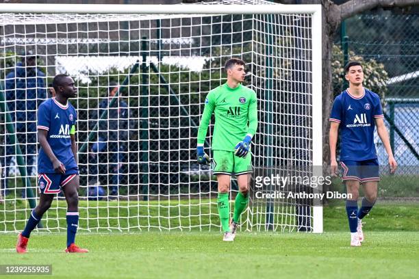 Lucas LAVALLEE of PSG looks dejected during the Quarter Final UEFA Youth League match between Paris Saint Germain and FC Red Bull Salzburg at Camp...
