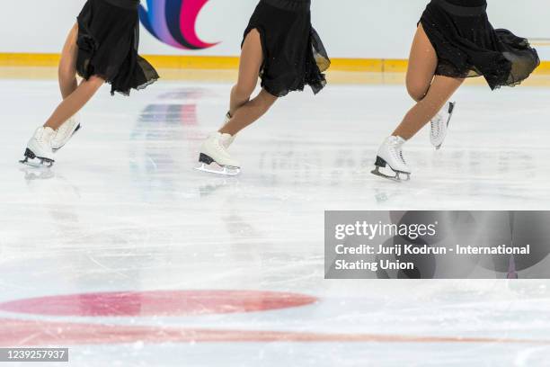 Team Nexxice of Canada practices during the ISU World Junior Synchronized Skating Championships at Olympiaworld on March 17, 2022 in Innsbruck,...