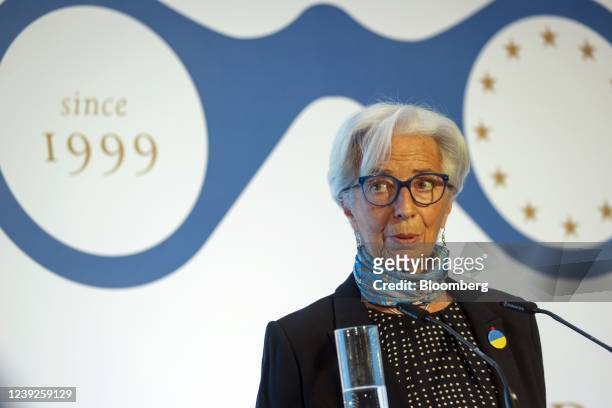 Christine Lagarde, president of the European Central Bank , speaks at the ECB And Its Watchers conference in Frankfurt, Germany, on Thursday, March...