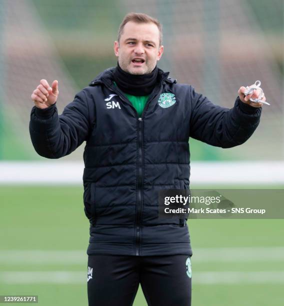 Hibernian Manager Shaun Maloney during Hibernian media access at Hibernian Training Centre, on March 17 in Edinburgh, Scotland.