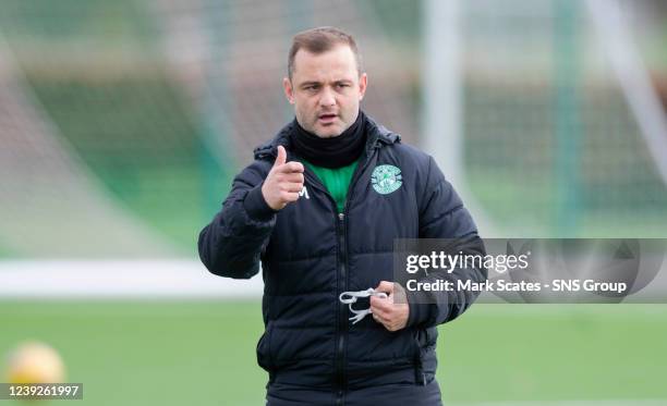 Hibernian Manager Shaun Maloney during Hibernian media access at Hibernian Training Centre, on March 17 in Edinburgh, Scotland.