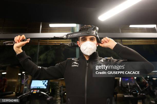 Alpine's French driver Esteban Ocon shares his training routine during an interview with AFP at a gym in the Bahraini capital Manama, on March 15,...