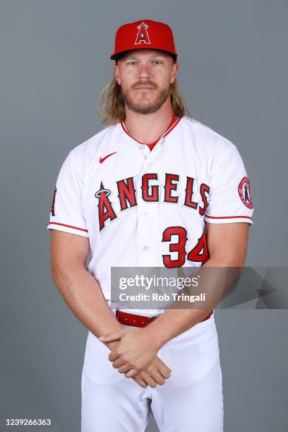 Noah Syndergaard of the Los Angeles Angels poses for a photo during the Los Angeles Angels Photo Day at Tempe Diablo Stadium on Wednesday, March 16,...