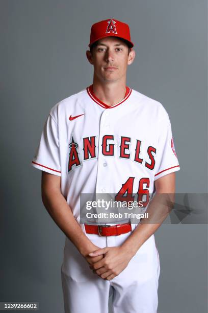 Jimmy Herget of the Los Angeles Angels poses for a photo during the Los Angeles Angels Photo Day at Tempe Diablo Stadium on Wednesday, March 16, 2022...
