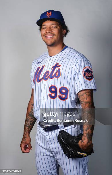 Taijuan Walker of the New York Mets poses during Photo Day at Clover Park on March 16, 2022 in Port St. Lucie, Florida.