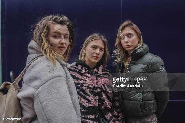 Anna and Alina y Maryna, who worked in Kyiv, arrive in Spain's Barcelona as Ukrainians flee the Russian attacks on March 17, 2022. A bus arrived in...