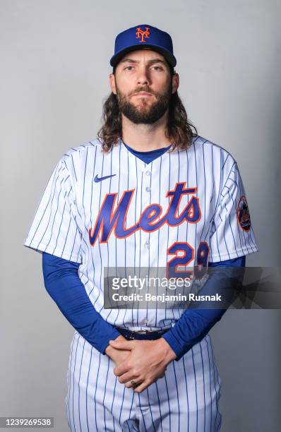 Trevor Williams of the New York Mets poses during Photo Day at Clover Park on March 16, 2022 in Port St. Lucie, Florida.